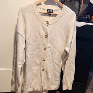 Cream Button-Front Women's Sweater